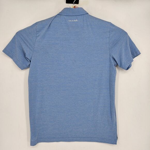 Travis Mathew Shirt Mens Large Polo Light Blue Preppy Casual Golf Striped - Picture 4 of 11